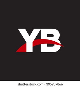 YB initial overlapping swoosh letter logo white red black background