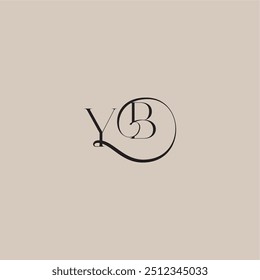YB letter elegant and luxury style dinamyc curvy initial concept monogram wedding logo