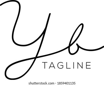 Diseño de logotipo inicial de la letra YB, plantilla de vector
