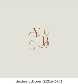 YB letter initial with thin line contemporary modern curvy monogram wedding style logo concept