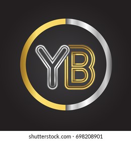 YB Letter logo in a circle. gold and silver colored. Vector design template elements for your business or company identity.