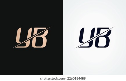 Yb Letter Logo Design Vector Template. Gold And Black Letter Yb Logo Design