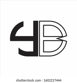 YB Letter logo monogram with oval shape negative space design template white background
