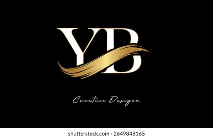 Logotipo del monograma de la letra de YB – marca elegante de la letra del trazo del cepillo del oro para la marca de lujo, moda, diseño de la identidad de Premium de la boutique
