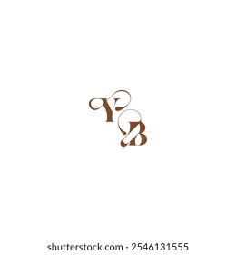 YB Buchstaben Hochzeit Logo Konzept elegante Kurve Monogramm fett und Haarlinie anfänglich