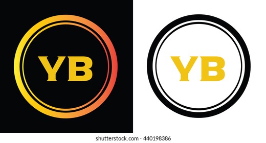 YB letters icon design template elements in abstract background logo, design identity in circle, alphabet letter