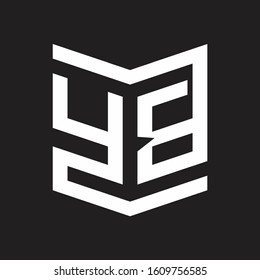 YB Logo Emblem Monogram With Shield Style Design Template Isolated On Black Background