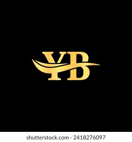 Y.B Logo Letter serif Symbol Golden design, typography vector of initial branding business name luxury Logotype