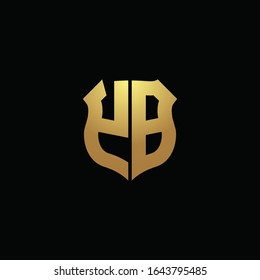 YB logo monogram with gold colors and shield shape design template