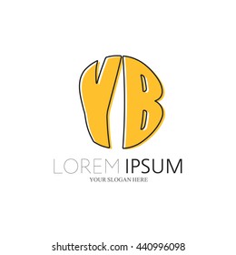 YB Logo. Vector Graphic Sphere Branding Letter Element. White Background
