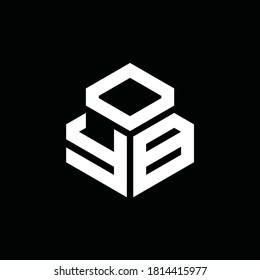 YB monogram logo with 3 cube style design template isolated on black background