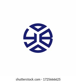 YB monogram logo with abstract shapes in modern style design template