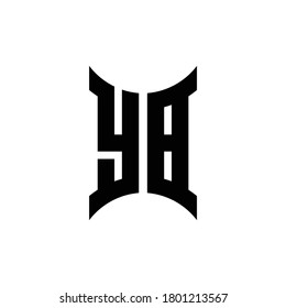 Logo de monograma YB con plantilla de diseño de lado curvo