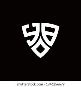 YB monogram logo with modern shield style design template isolated on black background
