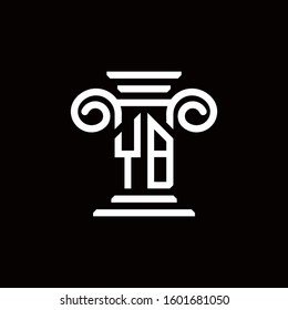 YB monogram logo with pillar style design template
