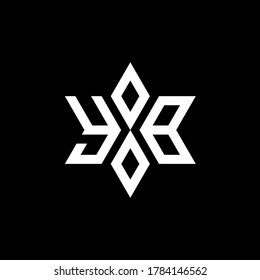 YB monogram logo with star shape and luxury style design template