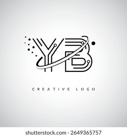 YB Orbit Monogram Logo - Futuristic Minimal Letter mark with Circular Line Art, Tech-Inspired Dots e Space Motion Concept for Modern Branding Identity