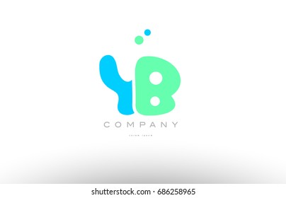 YB Y B alphabet letter blue green logo vector creative company icon design template modern dots