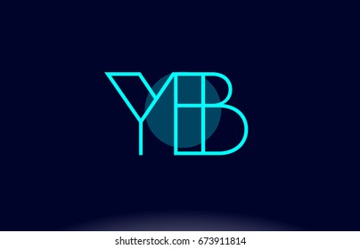 yb y b blue line circle letter logo alphabet creative company vector icon design template