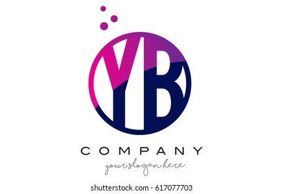 YB Y B Circle Letter Logo Design with Purple Magenta Dots Bubbles Vector Illustration