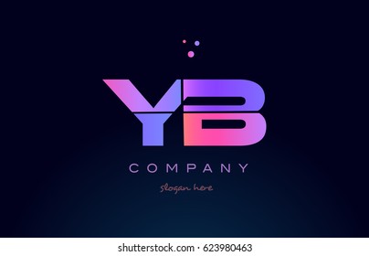 yb y b creative color blue background pink purple blue magenta alphabet letter company logo vector icon design