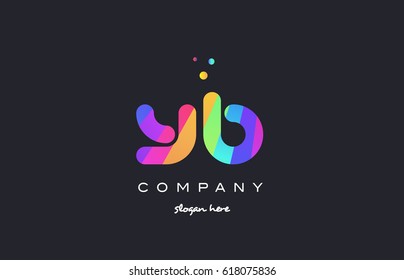 yb y b  creative rainbow green orange blue purple magenta pink artistic alphabet company letter logo design vector icon template
