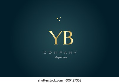 yb y b  gold golden luxury product metal metallic alphabet company letter logo design vector icon template green background