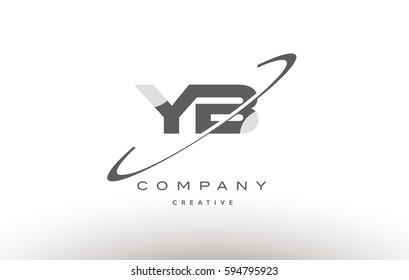 yb y b  grey swoosh white alphabet company logo line design vector icon template 