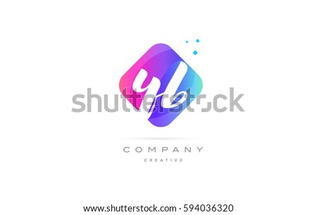 yb y b  pink blue rhombus abstract 3d alphabet company letter text logo hand writting written design vector icon template 