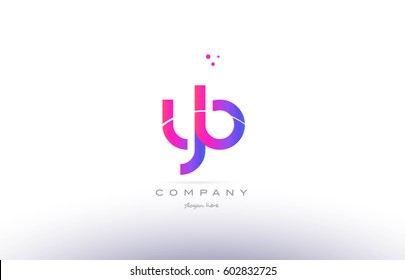 yb y b  pink purple modern creative gradient alphabet company logo design vector icon template