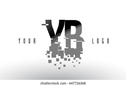 YB Y B Pixel Letter Logo with Digital Shattered Black Squares. Creative Letters Vector Illustration.