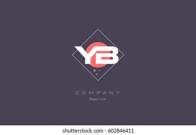 yb y b  vintage retro pink purple rhombus alphabet company letter logo design vector icon creative template background