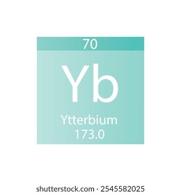 Tabela Periódica Do Elemento Químico Yb Ytterbium Lanthanide Simples ilustração de vetor quadrado plano, simples ícone de estilo limpo com massa molar e número atômico para Lab, ciência ou classe de química.