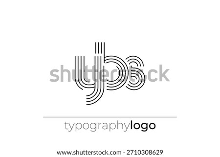 YBS modern geometric typography logo. Modern and stylish composition featuring a monochromatic typography logo illustration designed with intricate lines.