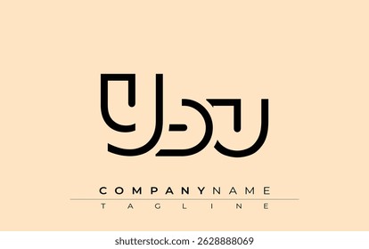 YBU design de letras abstratas. Design de logotipo comercial moderno com tipografia abstrata e estilo contemporâneo
