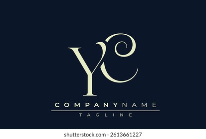 YC abstract Logo. Elegantly Designed Minimalist Monogram Logo with Stylish Lettering. Sophisticated and sleek minimalist monogram showcasing unique lettering design.