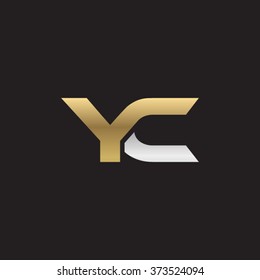 YC company linked letter logo golden silver black background