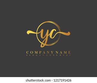 YC initial handwriting logo circle template vector