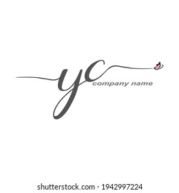 YC Initial Handwriting logo luxury vector beauty