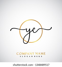 YC Initial Handwriting logo template vector