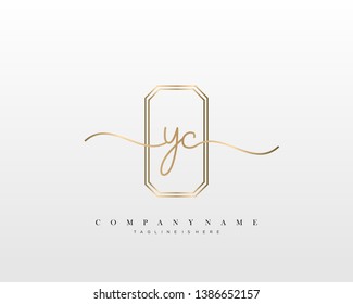 YC initial handwriting logo template vector