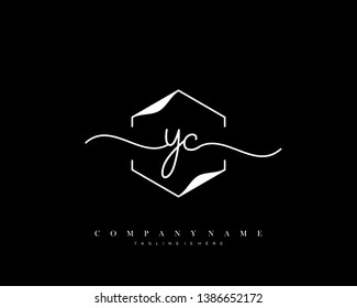 YC initial handwriting logo template vector