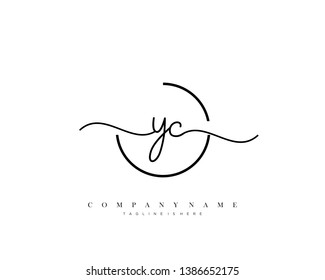YC initial handwriting logo template vector