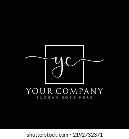 YC Initial handwriting minimalist logo vector