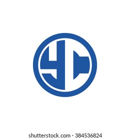 YC initial letters circle business logo blue