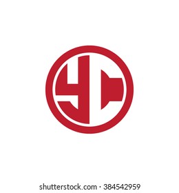 YC initial letters circle business logo red