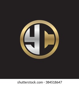 YC initial letters circle elegant logo golden silver black background