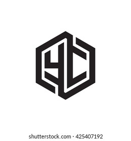 YC initial letters looping linked hexagon monogram logo