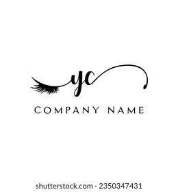 YC inicial Logotipo lash logo eyelector moderno