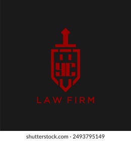 YC initial monogram for law firm with sword and shield logo image